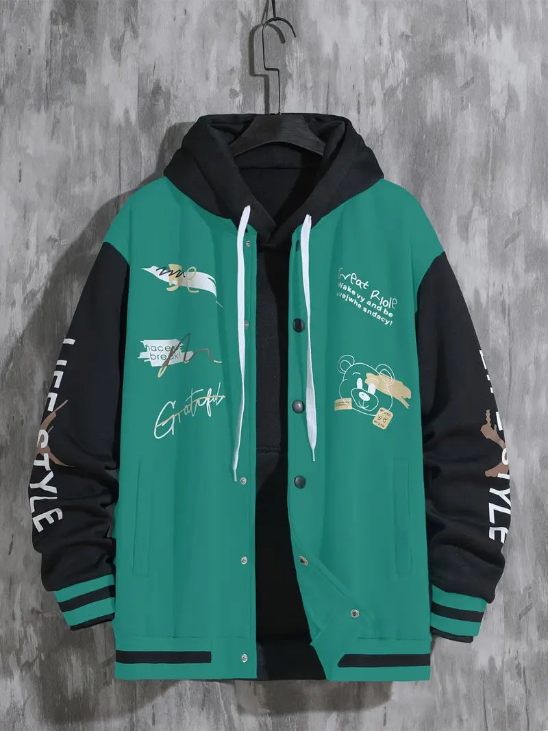 Levoire | Veste De Baseball Avec Capuche Pour Hommes Vert