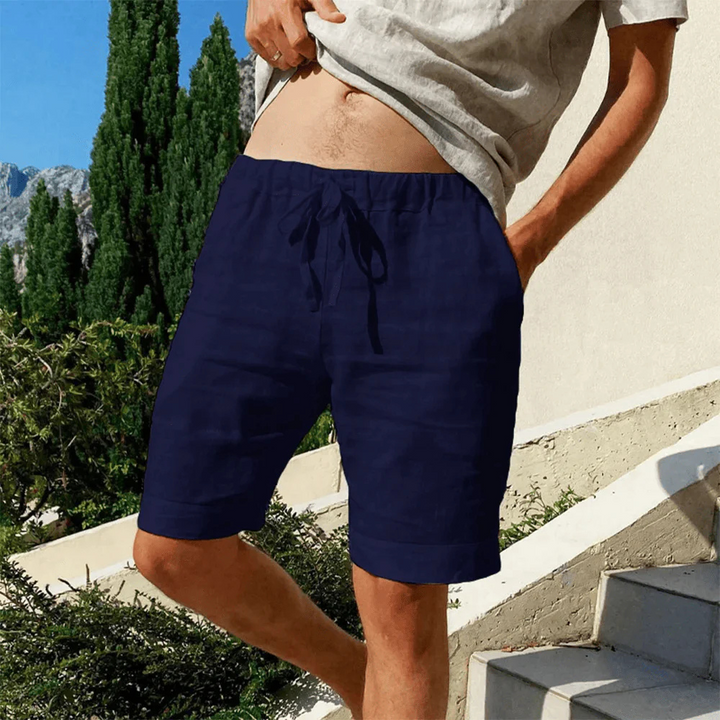 Levoire | Shorts En Lin Pour Hommes Avec Une Touche Décontractée D'Été Bleu marine