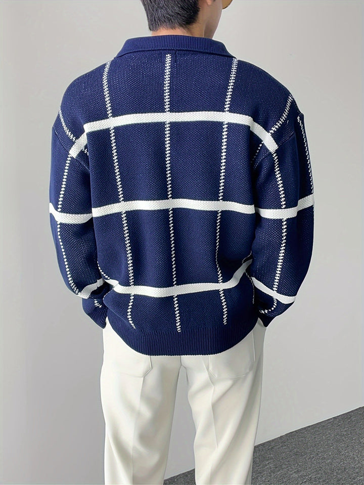 Levoire | Pull Homme À Carreaux Avec Demi-Zip