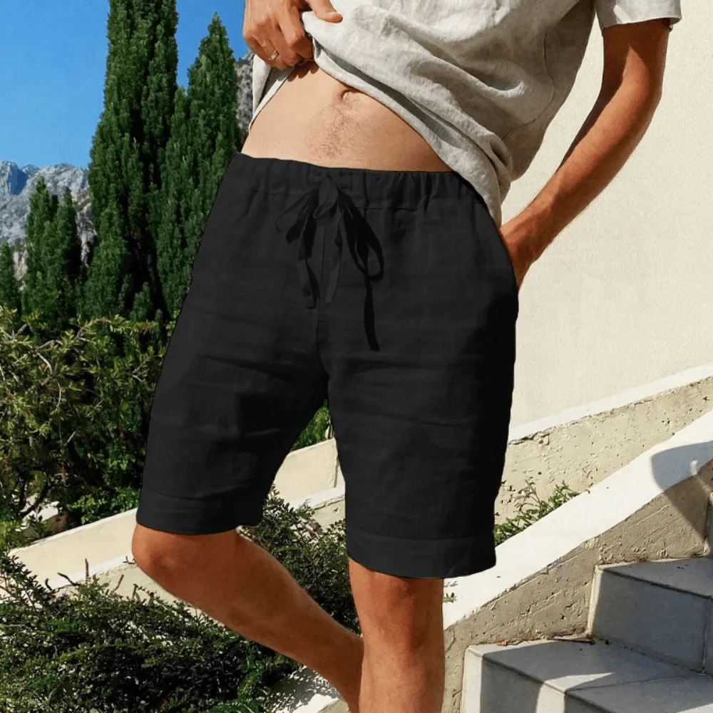 Levoire | Shorts En Lin Pour Hommes Avec Une Touche Décontractée D'Été Noir