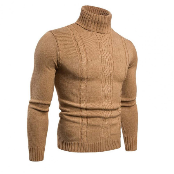 Levoire | Chemises À Col Puffer Tricotées Chaudes, Avec Modèle De Câble Kaki