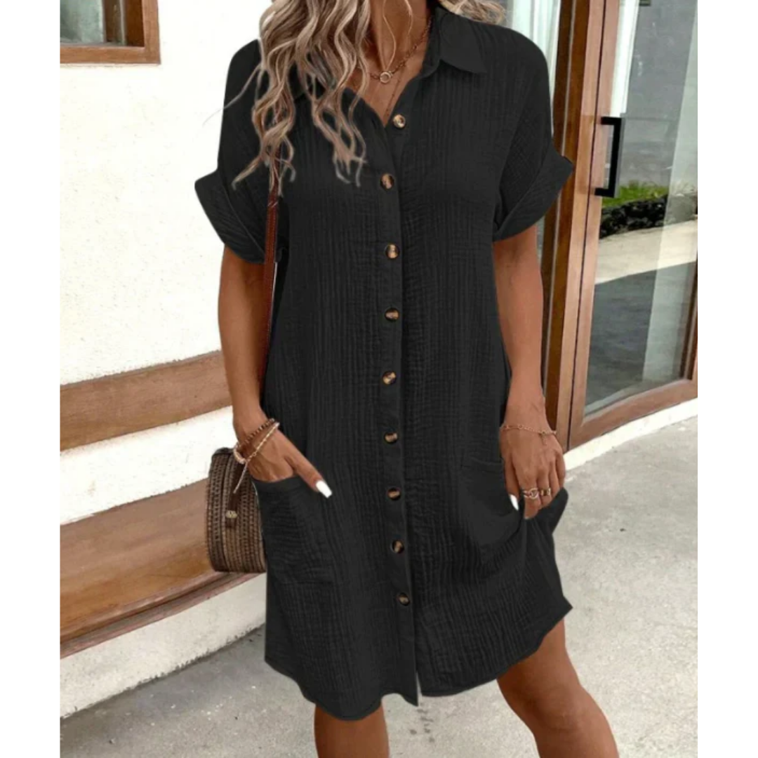 Levoire | Robe Mini Avec Bouton En Bas Pour Femmes Noir