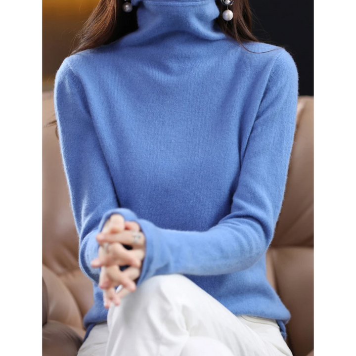 Levoire | Pull à col montant pour femmes Pull confortable, doux et élégant Bleu