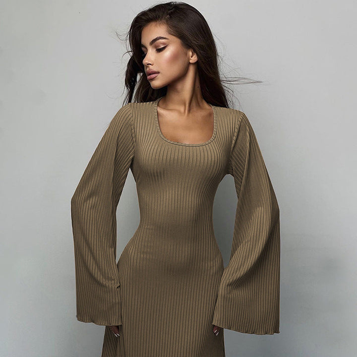 Levoire | Robe Cloche À Manches Longues Khaki