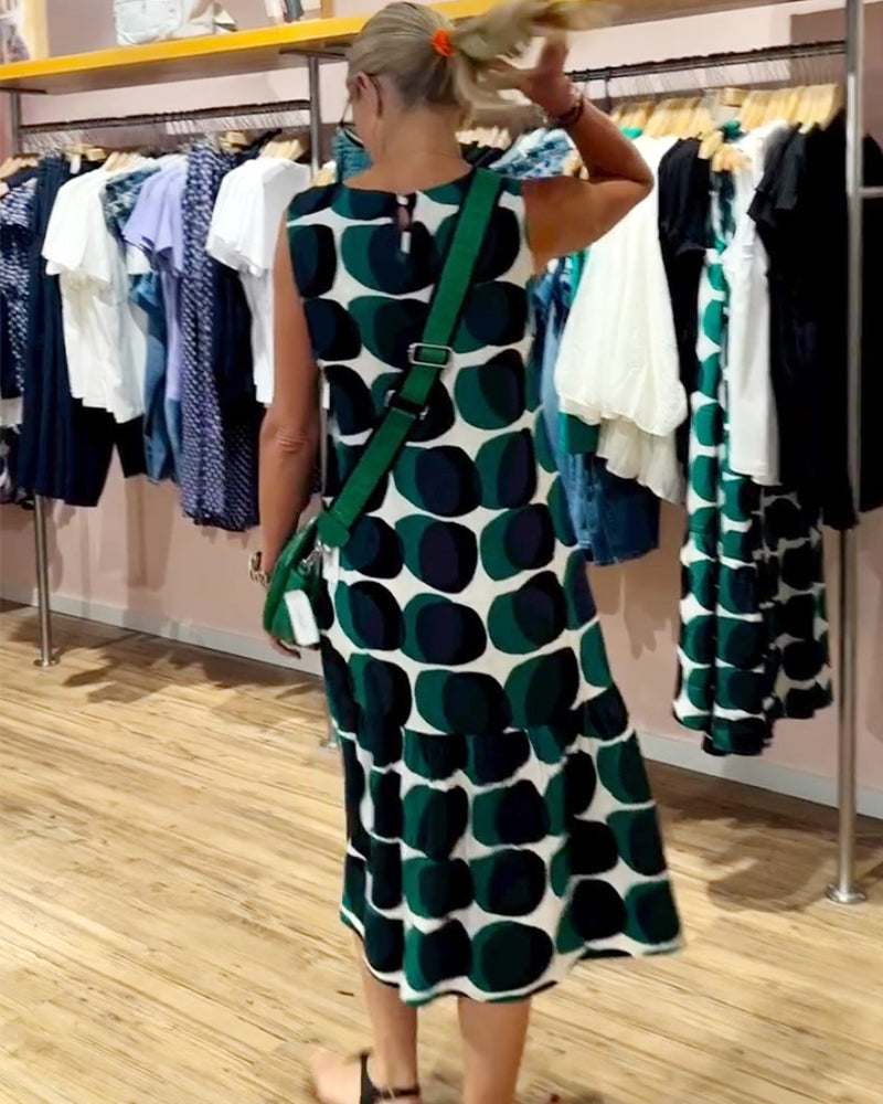 Levoire | T-Shirt Robe Imprimée Col Rond Sans Manches