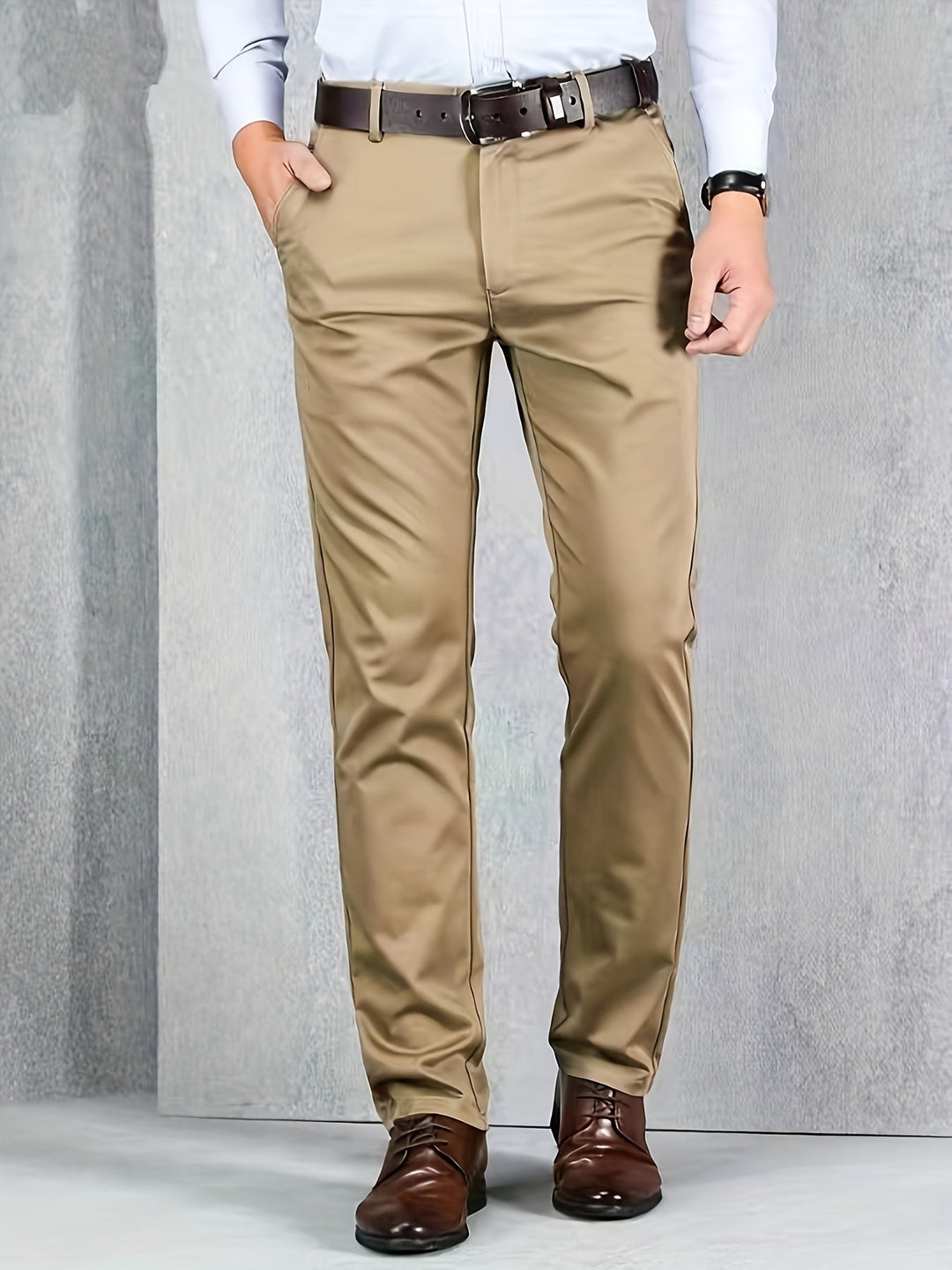 Levoire | Combinaison Élégante Pour Homme En Tissu Élastique Avec Un Design Uni Khaki Couleur
