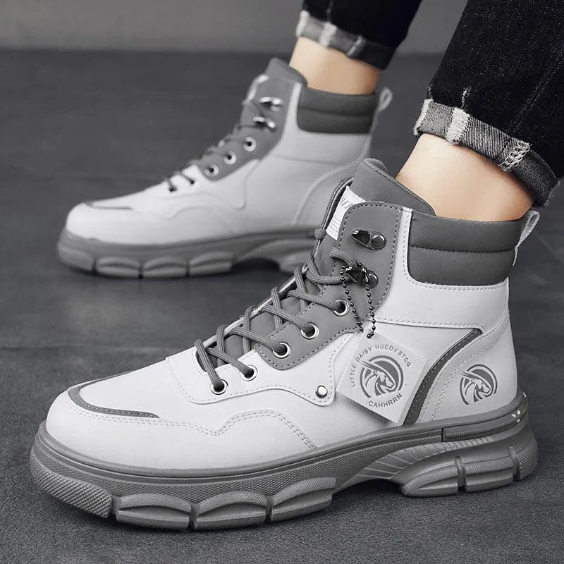 Levoire | Bottes à bord haut dans le style britannique Blanc et Gris
