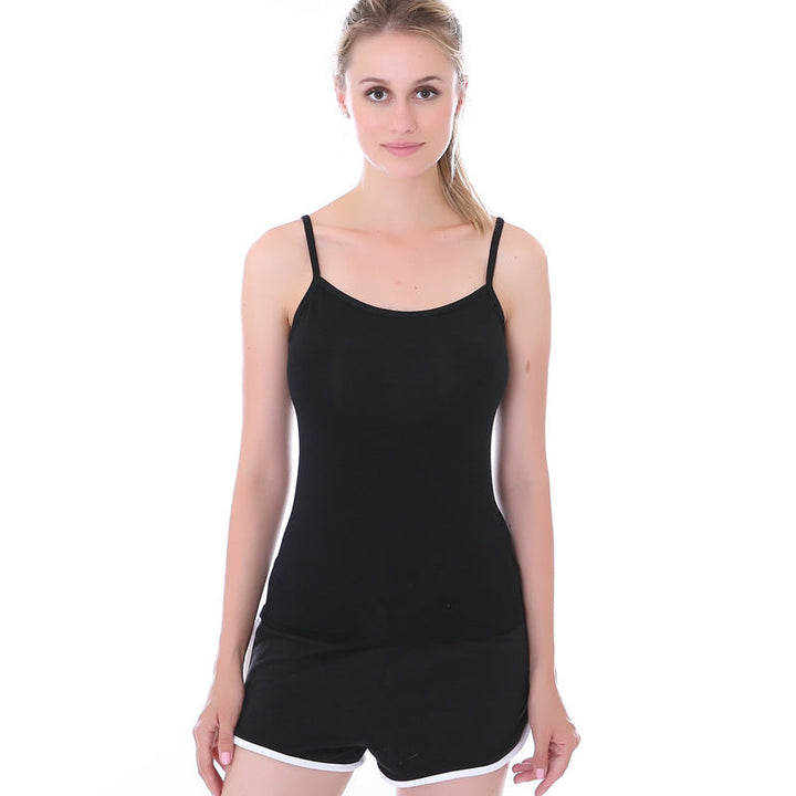 Levoire | Mode Femme Top Stretch avec Bretelles Basique Top Polyvalent Noir UNE TAILLE