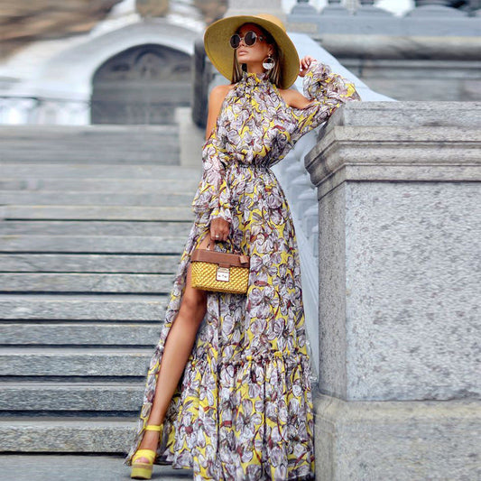 Levoire | Robe longue avec encolure halter Colorée