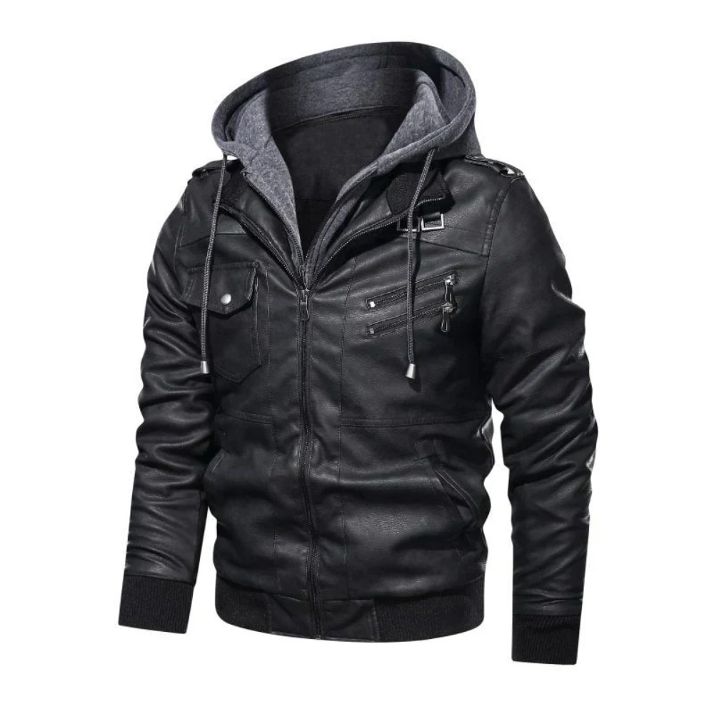 Levoire | Veste En Cuir Stylée Avec Capuche