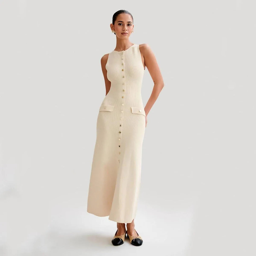 Levoire | Robe tricotée sans manches élégante Abricot