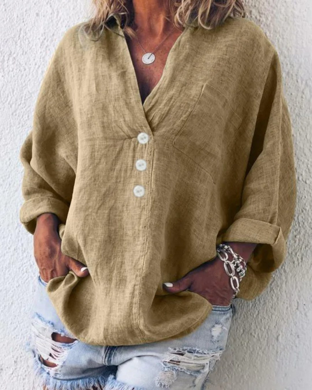 Levoire | BLOUSE AU STYLE IBIZA Khaki