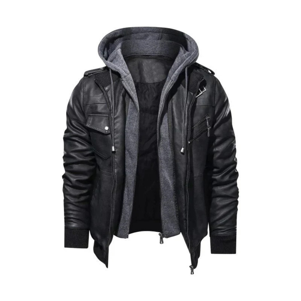 Levoire | Veste En Cuir Stylée Avec Capuche