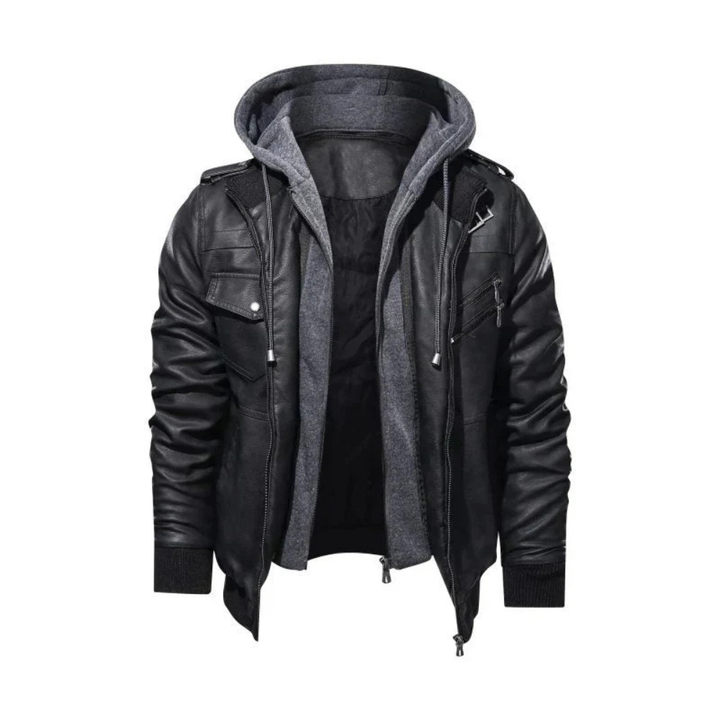 Levoire | Veste En Cuir Stylée Avec Capuche