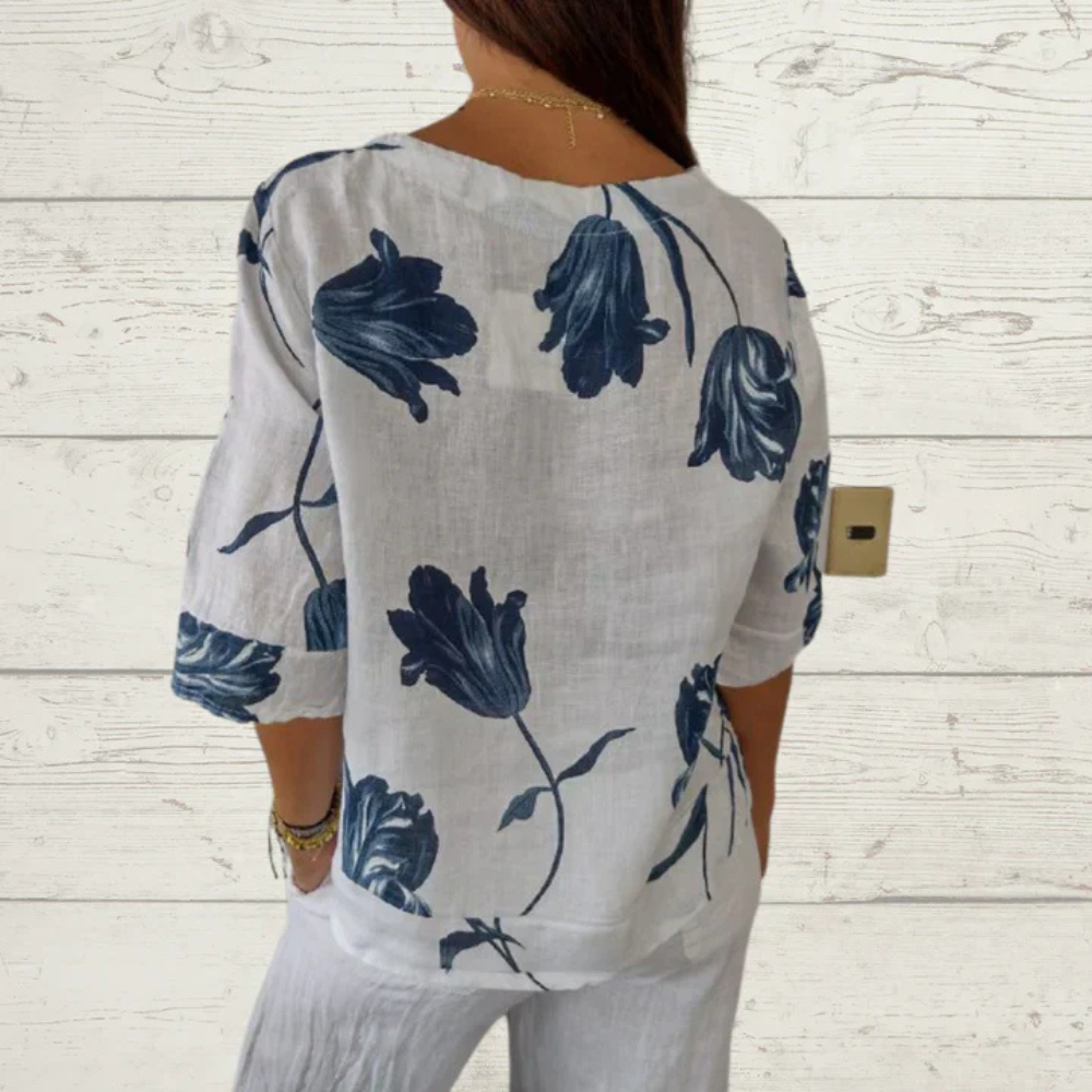 Levoire | Blouse En Lin À Motif Floral Pour Femmes