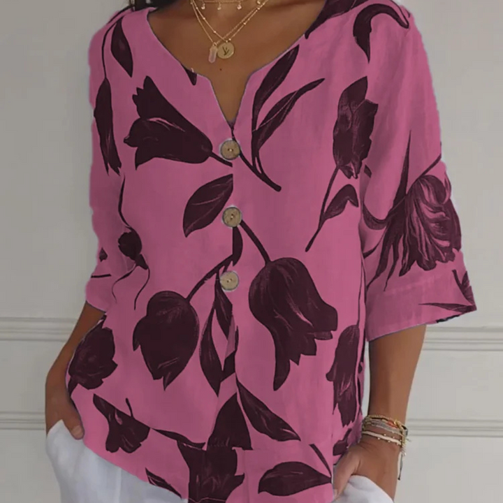 Levoire | Blouse En Lin À Motif Floral Pour Femmes Rosa