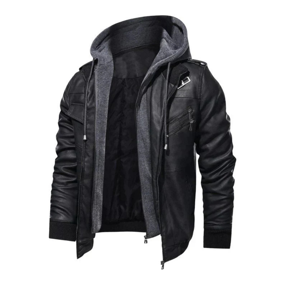 Levoire | Veste En Cuir Stylée Avec Capuche