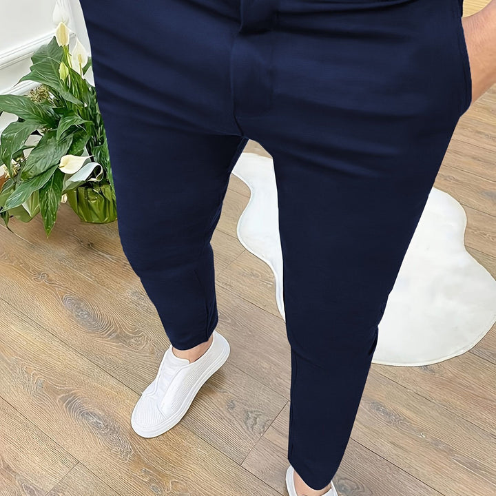 Levoire | Skinny Fit Pantalons Pour Hommes Avec Détails Zippés En Couleur Unie