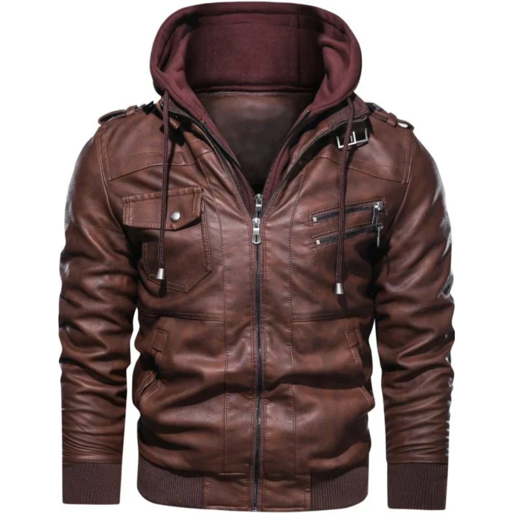 Levoire | Veste En Cuir Stylée Avec Capuche