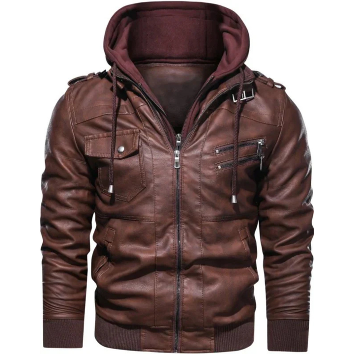 Levoire | Veste En Cuir Stylée Avec Capuche