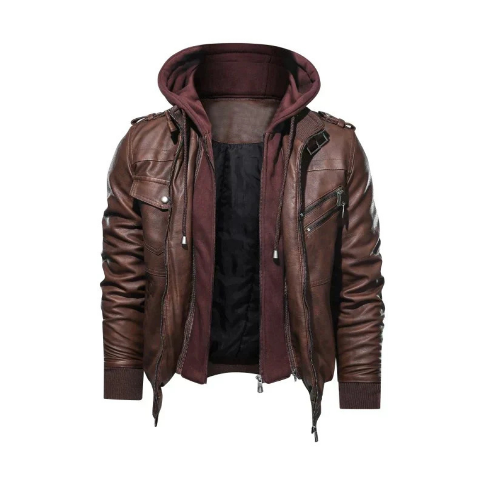 Levoire | Veste En Cuir Stylée Avec Capuche