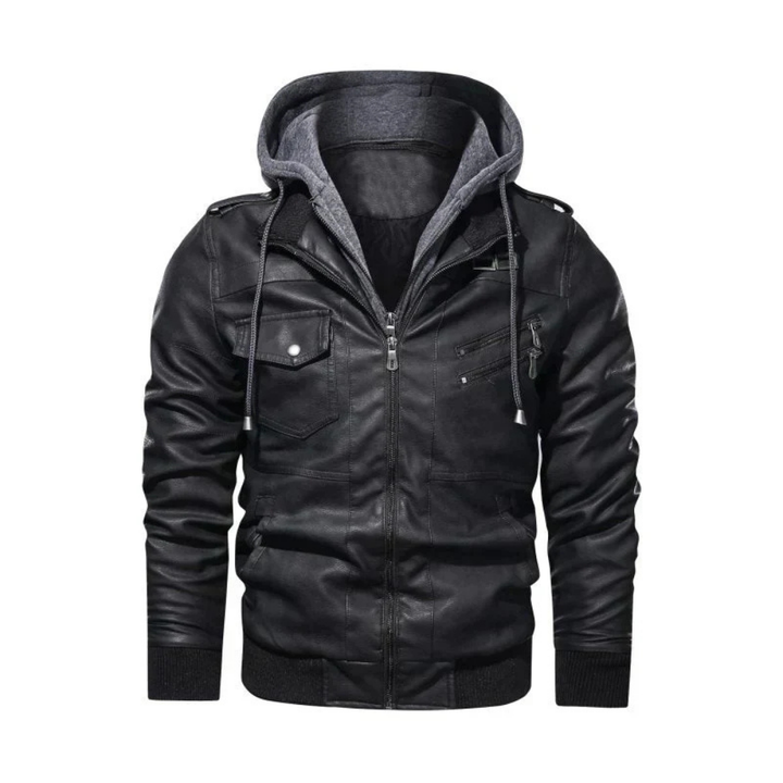 Levoire | Veste En Cuir Stylée Avec Capuche