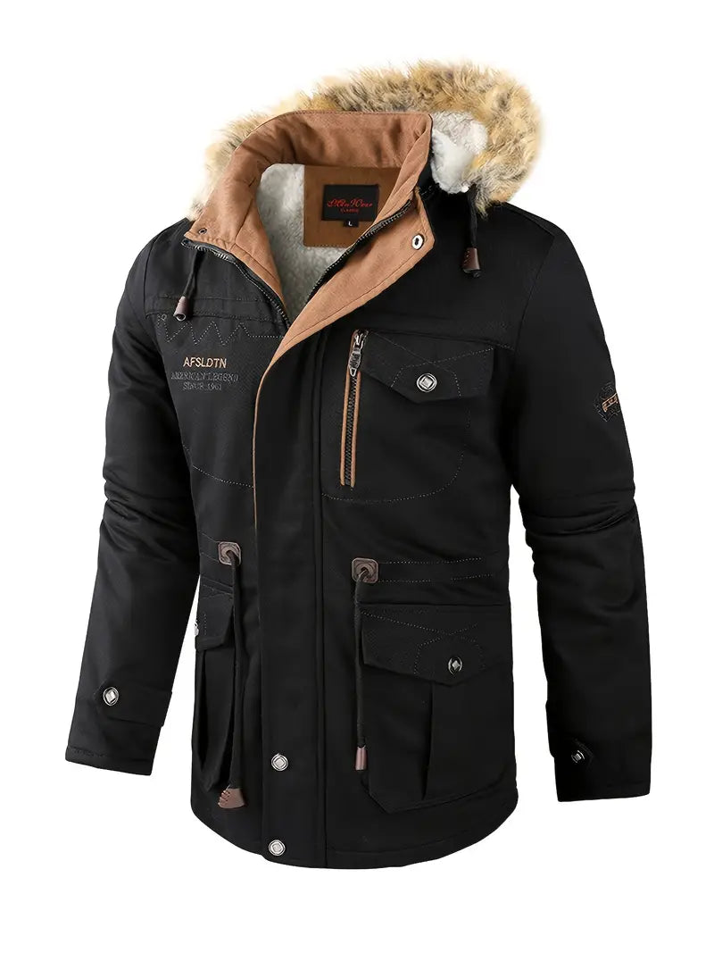 Levoire | Parka Avec Capuche En Fausse Fourrure Pour Hommes Noir
