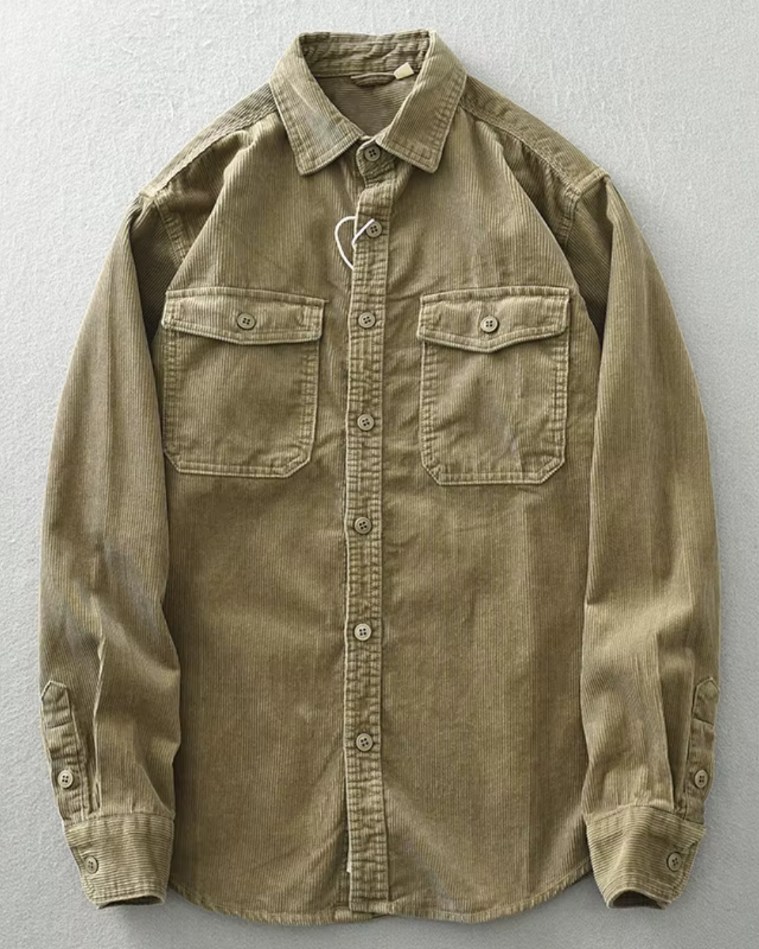 Levoire | Chemise en denim grise avec poches Khaki