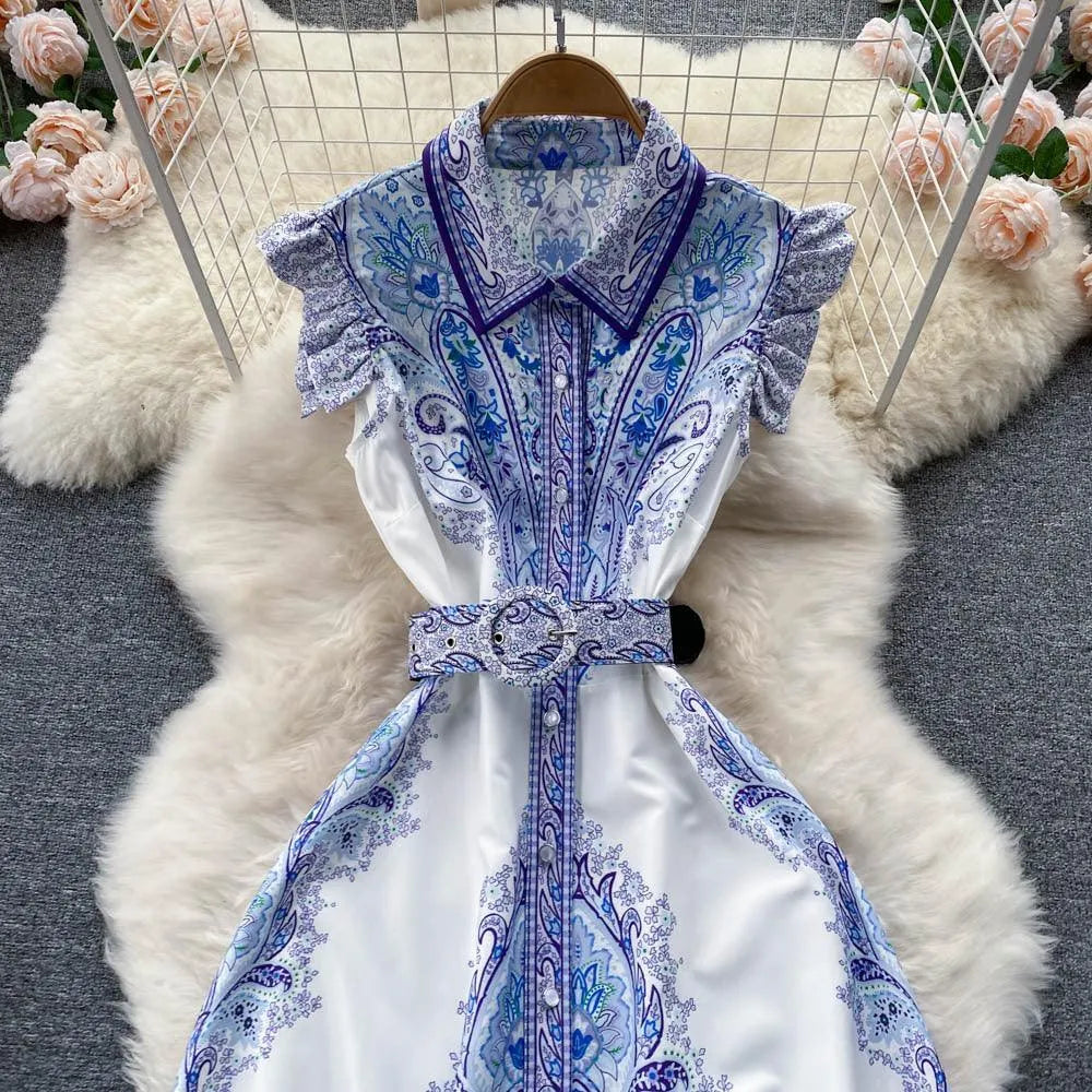 Levoire | Robe rétro femme avec col montant et lacets d'été