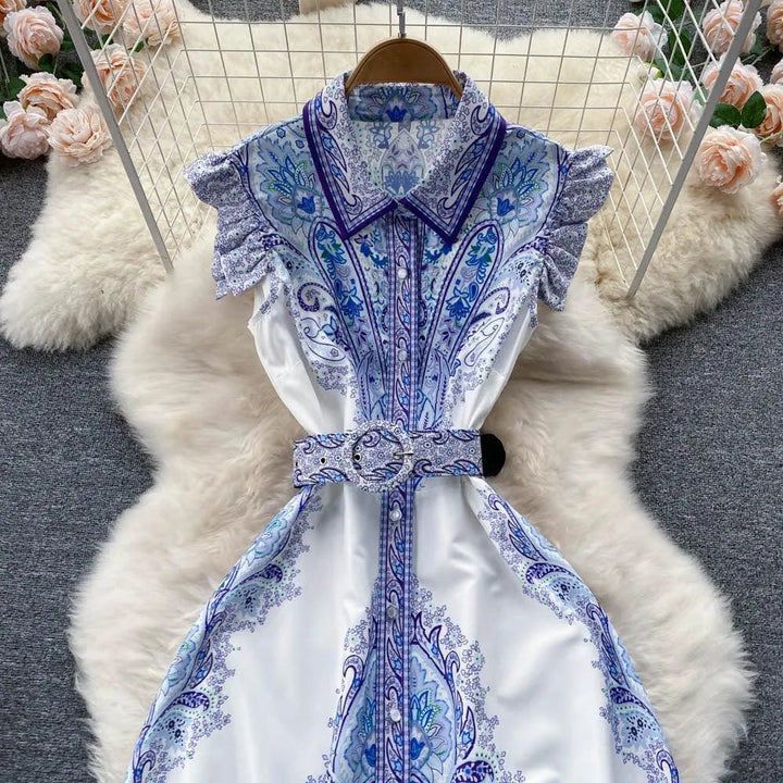 Levoire | Robe rétro femme avec col montant et lacets d'été