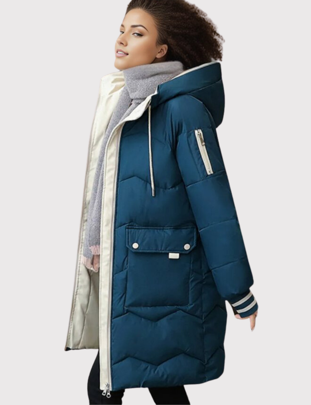 Levoire | Veste À Capuche Longue À Manches Longues Avec Poches Profondes Bleu