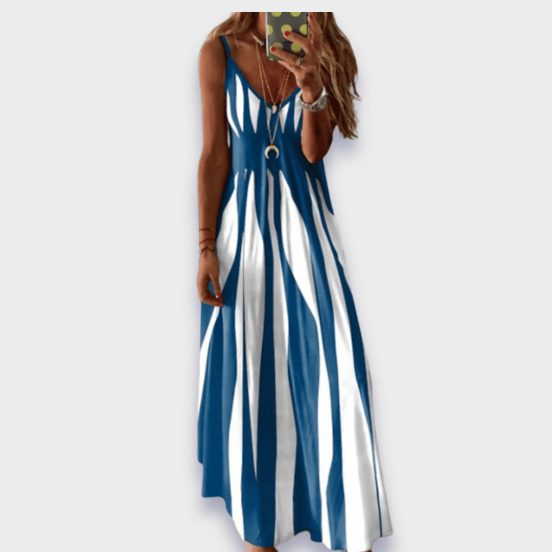 Levoire | Robe D'Été Longue En Tissu Premium Fait Main Bleu