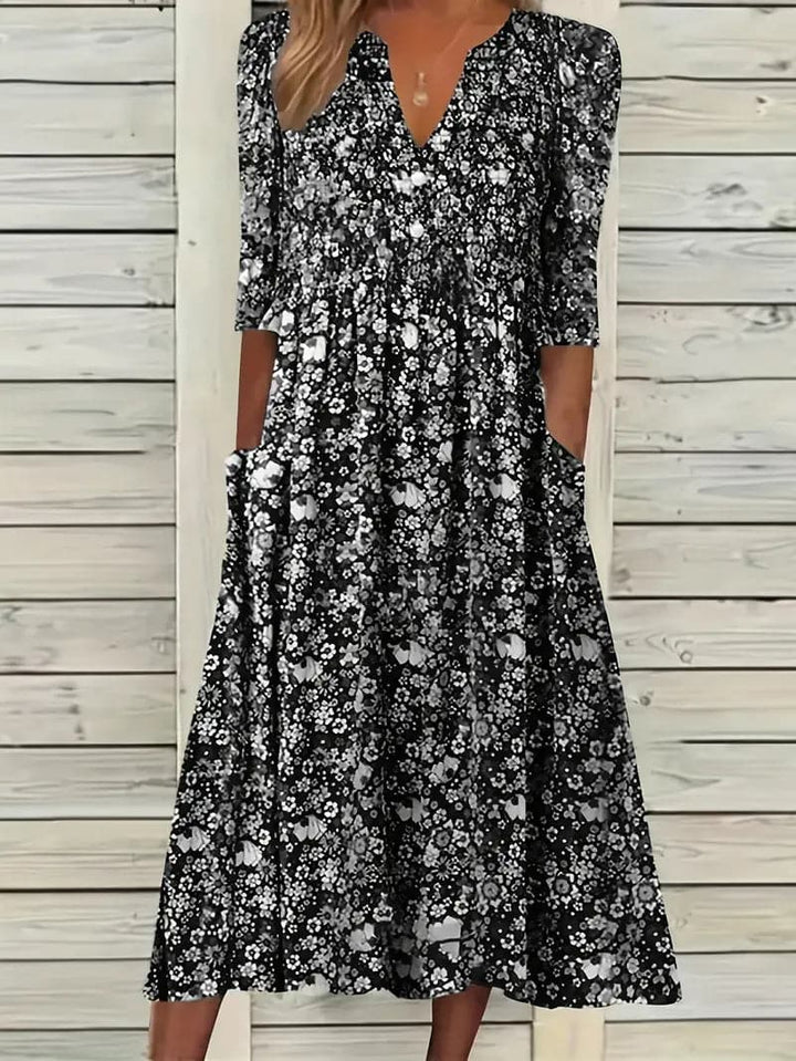 Levoire | Robe D'été Fleurie Pour Femme - Midi Noir