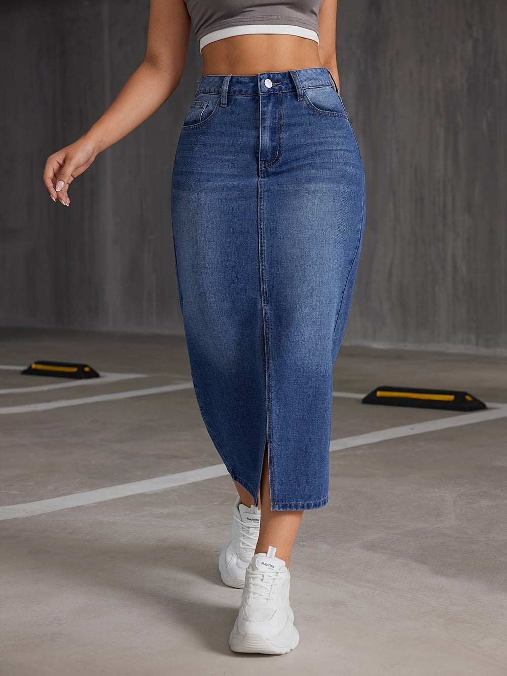 Levoire | Jupe Midi En Denim Taille Haute Et Volek