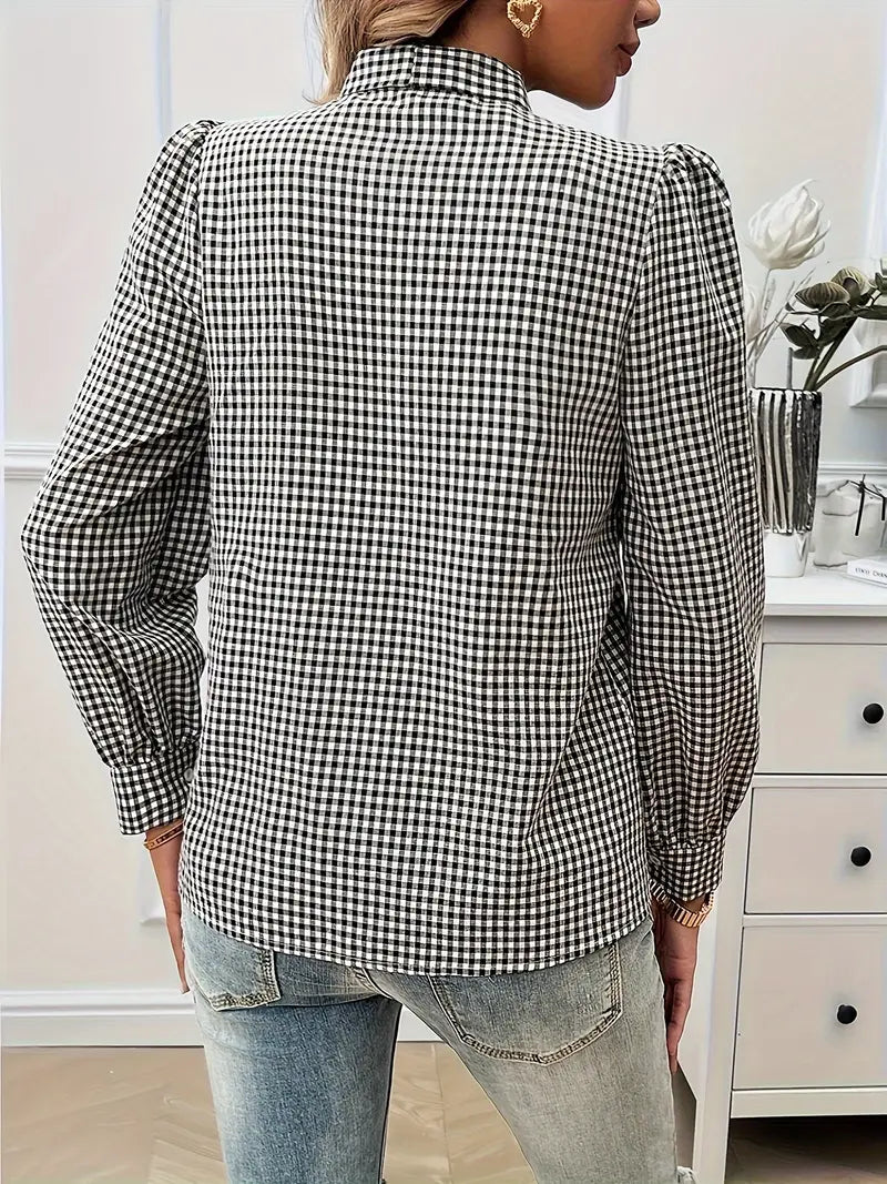 Levoire | Chemise À Carreaux Avec Détail En Noeud Pour Femmes