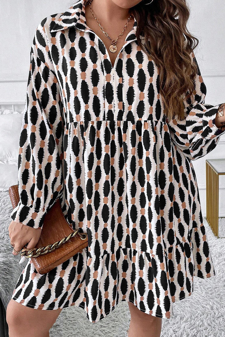 Levoire | Robe Mini Avec Décolleté En V Rayé Et Impression Géométrique Pour Femmes