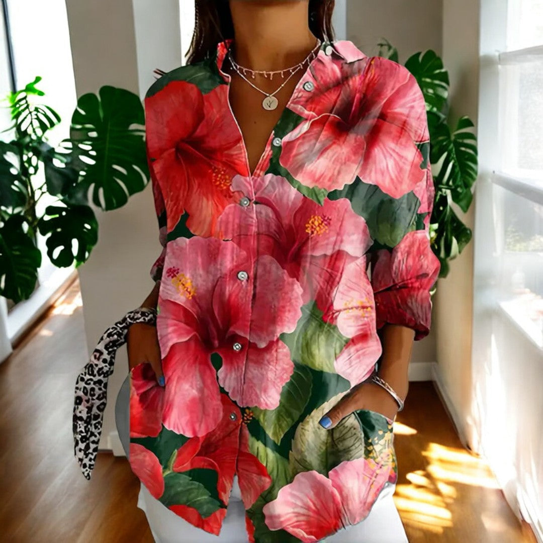 Levoire | Blouse Vive Avec Des Boutons Floraux Pour Femmes Roses fleurs