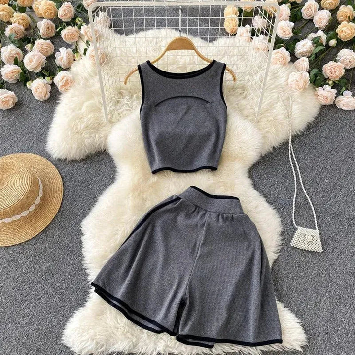 Levoire | Ensemble haut et shorts pour femmes Gris foncé Une taille