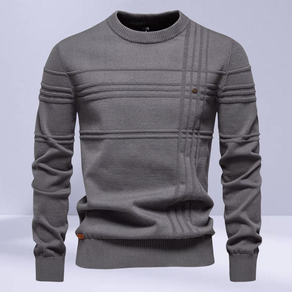 Levoire | Pull Classique Pour Homme Avec Design Structuré Gris foncé