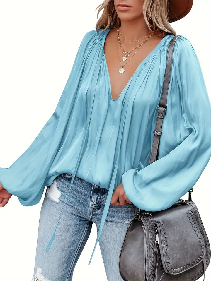 Levoire | Blouse En Satin Pour Femmes Cyan