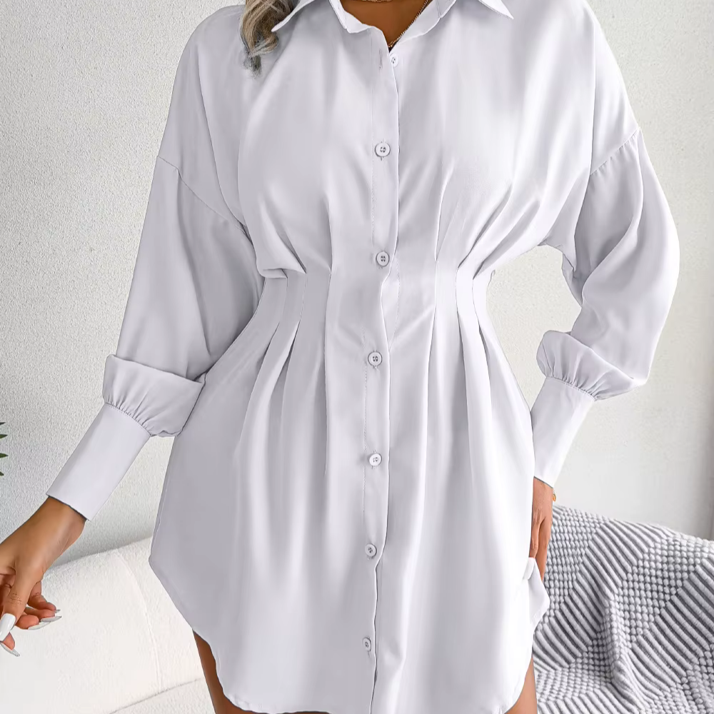 Levoire | Robe Col Élégant Avec Des Noueds À La Taille Blanc