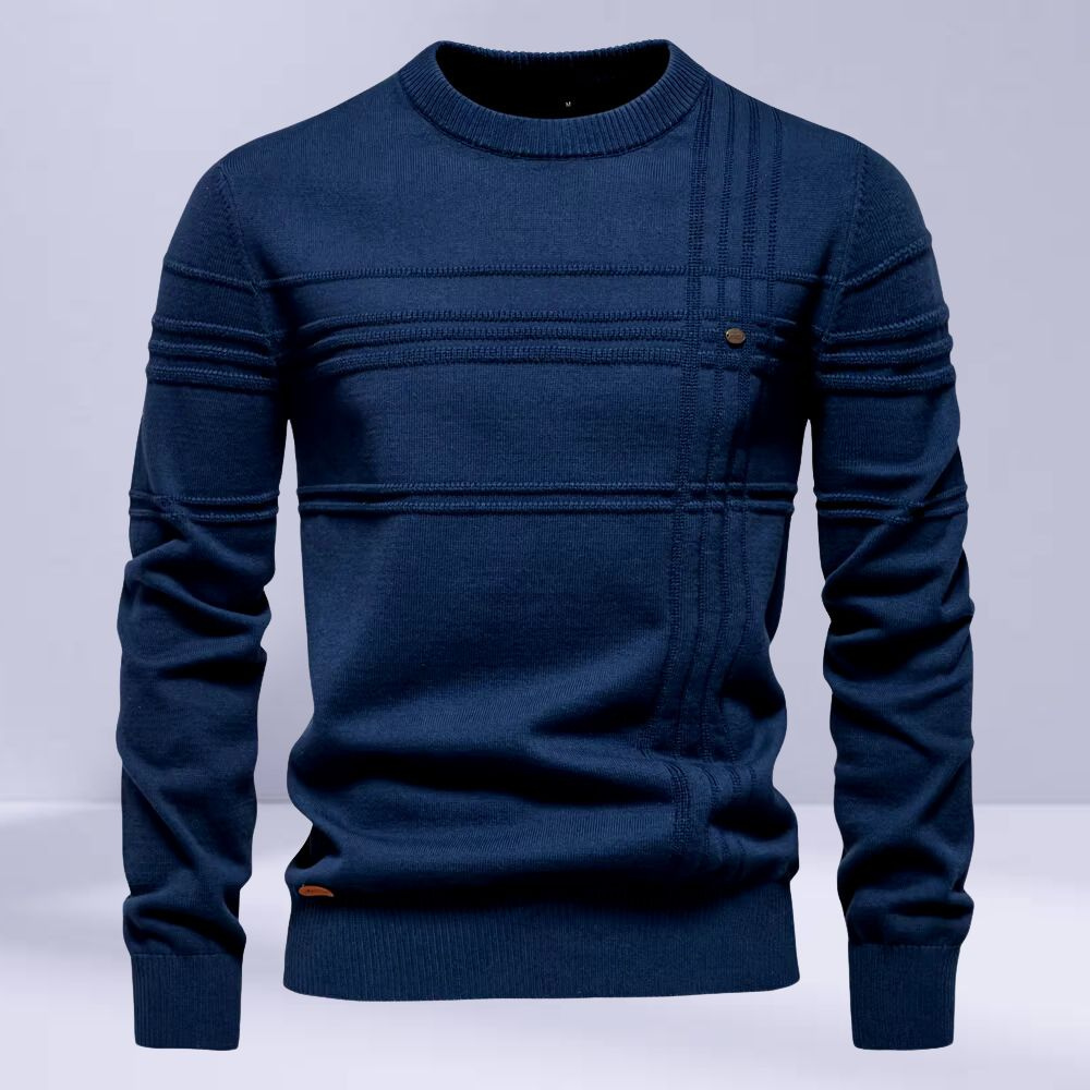 Levoire | Pull Classique Pour Homme Avec Design Structuré Bleu marine