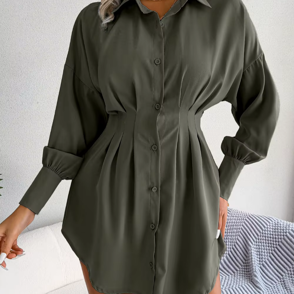Levoire | Robe Col Élégant Avec Des Noueds À La Taille Vert