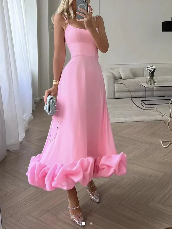 Levoire | Robe midi avec volant et bustier Rose