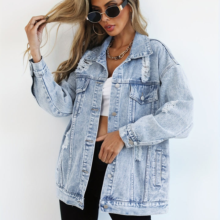 Levoire | Veste En Jean Grise À Manches Longues Et À Coupe Ample