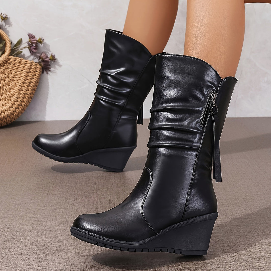 Levoire | Bottes Confortables Mi-Mollet Avec Un Talon Et Des Franges