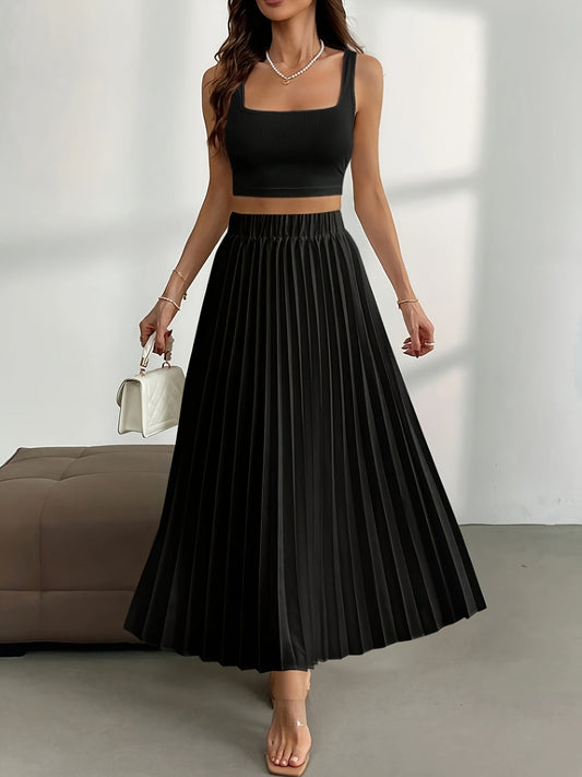 Levoire | Jupe Plissée Unicolore À Taille Haute