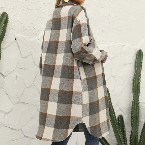 Levoire | Rento Manteau À Carreaux De Carotte En Laine Avec Revers Et Boutons