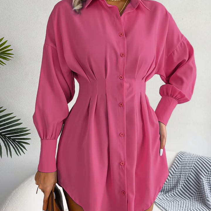 Levoire | Robe Col Élégant Avec Des Noueds À La Taille Rosa