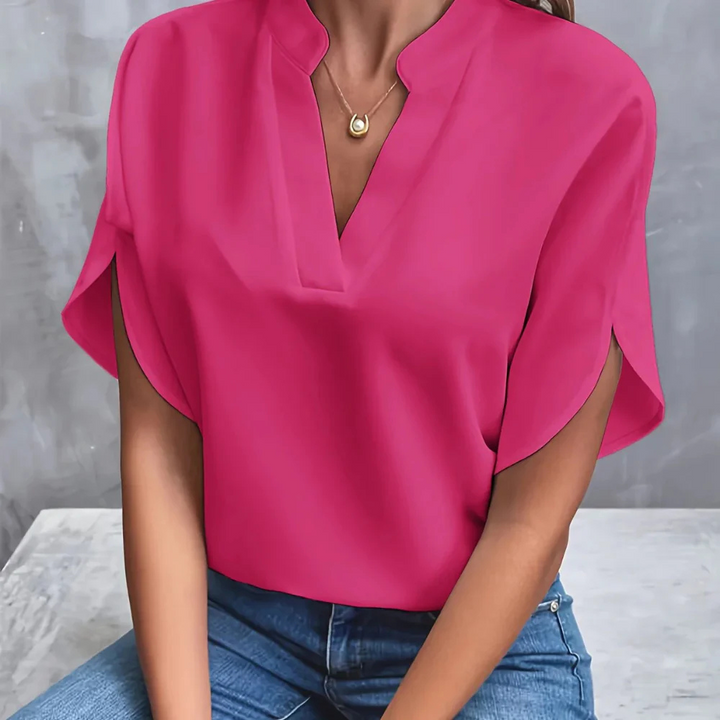 Levoire | Blouse Élégante Avec Décolleté En V Et Manches À Ailes Rosa